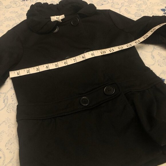 IZ Byer California Size M Girls Swing Jacket 3/4 Sleeve Peter Pan Collar Black - Picture 13 of 16